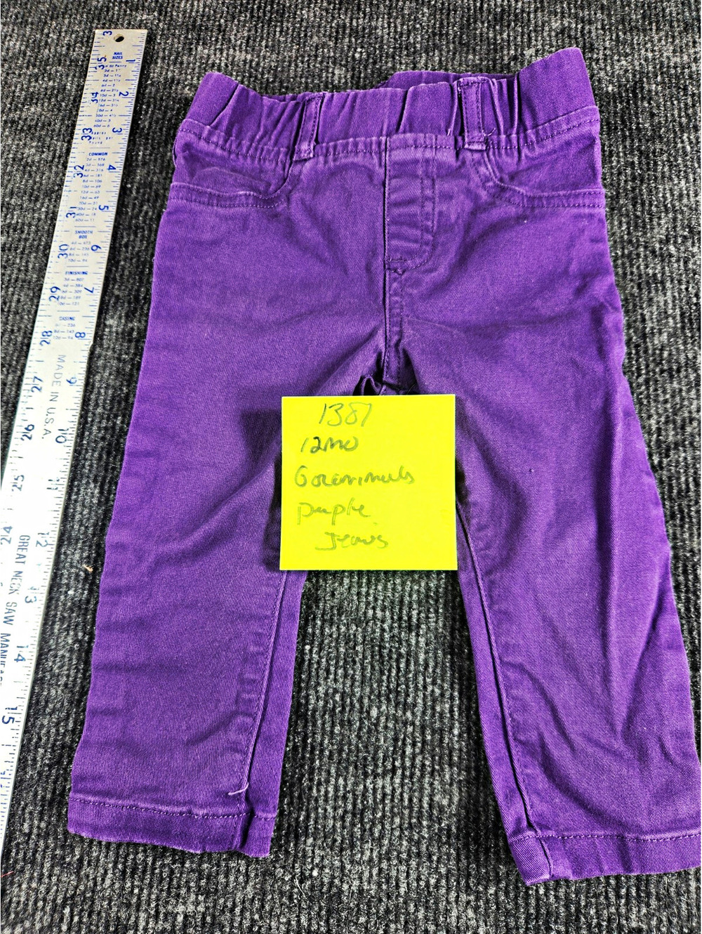 Garanimals Purple Pull-On Straight Jeans Elastic Waist 9-12M Unisex